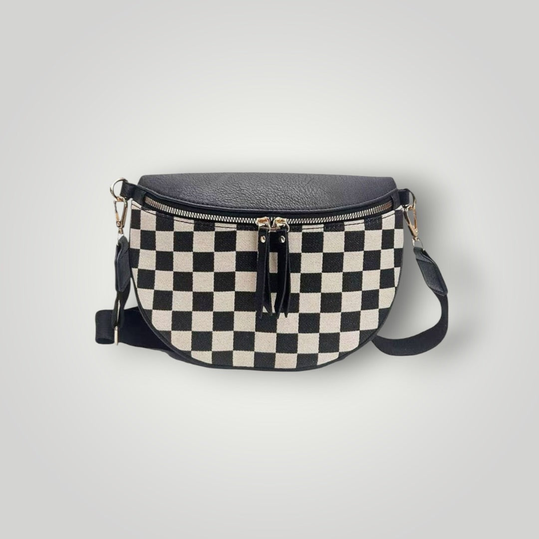 Black/White Crossbody Zipper Women-Accessories/Purses